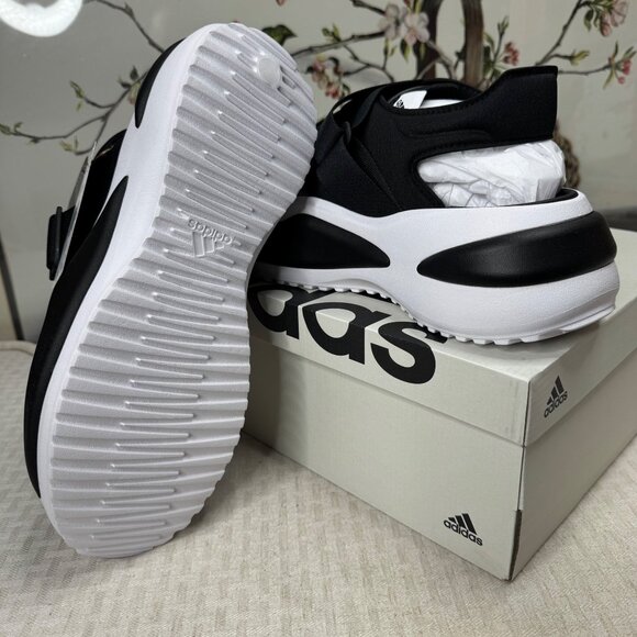 Adidas Mehana Black & White Mens Sandals Size 11 Comfort Stretch Straps - Picture 6 of 7
